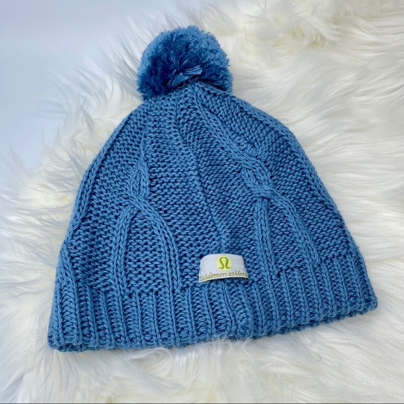 lululemon athletica Accessories - Lululemon | Blue Knitted Pompom Beanie
